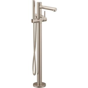 imageMoen 395BL Align OneHandle Freestanding Floor Mount Tub Filler with Handshower Matte BlackBrushed Nickel