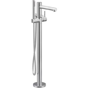 imageMoen 395BL Align OneHandle Freestanding Floor Mount Tub Filler with Handshower Matte BlackChrome