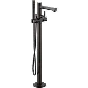 imageMoen 395BL Align OneHandle Freestanding Floor Mount Tub Filler with Handshower Matte BlackMatte Black