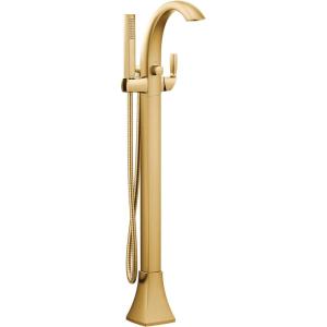 imageMoen 695 Voss OneHandle Freestanding Floor Mount Tub Filler with Handshower ChromeBrushed Gold