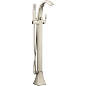 imageMoen 695 Voss OneHandle Freestanding Floor Mount Tub Filler with Handshower ChromeBrushed Nickel