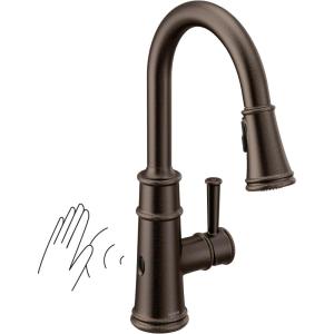 imageMoen 7260EVSRS Belfield Smart Touchless Pull Down Sprayer Kitchen Faucet with Voice Control and Power Boost Spot Resist StainlessOil Rubbed Bronze