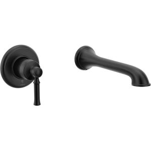 imageMoen WT681BL Dartmoor Single Handle Wall Mount Filler High Flow Tub Faucet with 10quot Spout Reach Matte Black