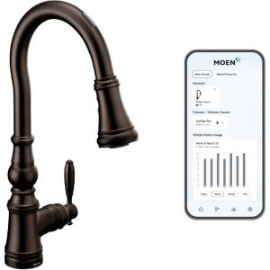 imageMoen Weymouth Oil Rubbed Bronze Smart Faucet Touchless Pull Down Sprayer Kitchen Faucet with Voice Control and Power Boost S73004EVORBOil Rubbed Bronze