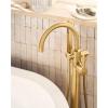 imageMoen 615BG CIA Collection One Handle Freestanding Floor Mount Tub Filler with Handshower Brushed GoldMatte Black