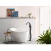 imageMoen Doux Matte Black OneHandle Freestanding Floor Mount Bathtub Filler with Handshower Free Standing Tub Faucet S3105BLBrushed Nickel