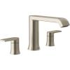 imageMoen Genta LX Brushed Nickel Two Handle Deck Mounted Modern Roman Tub Faucet Widespread Bathtub Faucet Set Modern Bathroom Faucet for Soaking Tub Valve Required T908BN