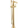 imageMoen S931 Flara OneHandle Freestanding Floor Mount Tub Filler with Handshower ChromeBrushed Gold