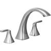 imageMoen T693BN Voss Collection Two Handle Deck Mount Roman Tub Faucet Trim Kit Valve Required 05 Inch NickelChrome