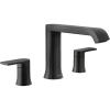 imageMoen T908BL Genta LX Two Handle Deck Mounted Modern Roman Tub Faucet Valve Required Matte Black