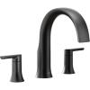 imageMoen TS983BL Doux TwoHandle Roman Tub Faucet Valve Required Matte BlackMatte Black