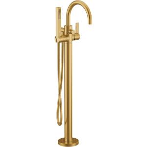 imageMoen 615BG CIA Collection One Handle Freestanding Floor Mount Tub Filler with Handshower Brushed GoldBrushed Gold