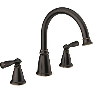 imageMoen 86924BRB Banbury High Arc Roman Tub Faucet 16 Gpm 3 Holes 10 in Center Distance 2 Lever Handle 534 in H Spout 12quot