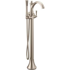 imageMoen Brushed Nickel Wynford OneHandle Freestanding Floor Mount Tub Filler with Handshower Includes Interchangeable Handle 655BNBrushed Nickel