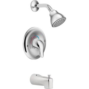 imageMoen Chateau Chrome Single Handle PosiTemp Tub and Shower Faucet Set with Showerhead Lever Handle and Tub Spout Valve Included L2353Chrome
