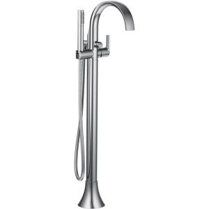 imageMoen Doux Matte Black OneHandle Freestanding Floor Mount Bathtub Filler with Handshower Free Standing Tub Faucet S3105BLChrome