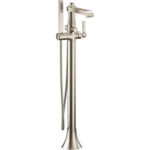 imageMoen S931 Flara OneHandle Freestanding Floor Mount Tub Filler with Handshower ChromeBrushed Nickel