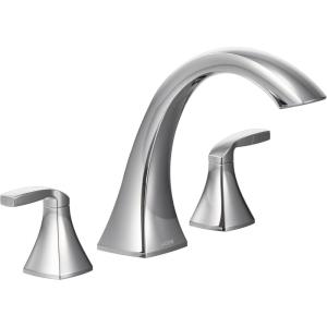 imageMoen T693BN Voss Collection Two Handle Deck Mount Roman Tub Faucet Trim Kit Valve Required 05 Inch NickelChrome