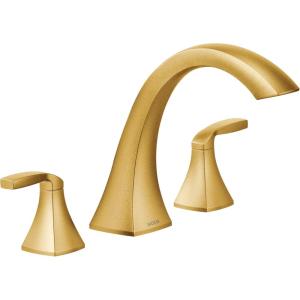 imageMoen T693BN Voss Collection Two Handle Deck Mount Roman Tub Faucet Trim Kit Valve Required 05 Inch NickelGold