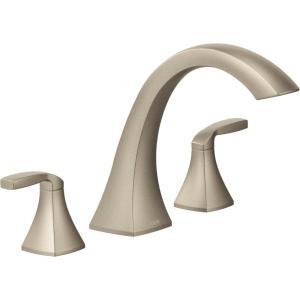 imageMoen T693BN Voss Collection Two Handle Deck Mount Roman Tub Faucet Trim Kit Valve Required 05 Inch NickelNickel
