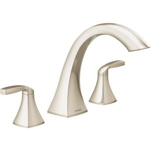 imageMoen T693BN Voss Collection Two Handle Deck Mount Roman Tub Faucet Trim Kit Valve Required 05 Inch NickelPolished Nickel