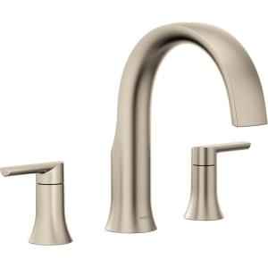 imageMoen TS983BL Doux TwoHandle Roman Tub Faucet Valve Required Matte BlackBrushed Nickel