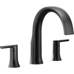 imageMoen TS983BL Doux TwoHandle Roman Tub Faucet Valve Required Matte BlackMatte Black