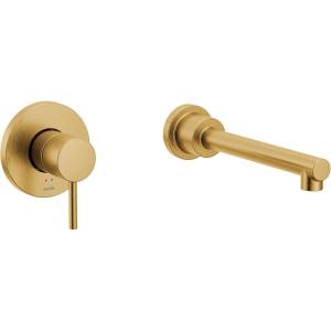imageMoen WT391BG Align Single Handle Wall Mount Filler High Flow Tub Faucet with 10quot Spout Reach Brushed Gold