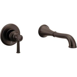 imageMoen WT681ORB Dartmoor Single Handle Wall Mount Filler High Flow Tub Faucet with 10quot Spout Reach Oil Rubbed BronzeBrushed Nickel