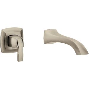 imageMoen WT691BN Voss Single Handle Wall Mount Filler High Flow Tub Faucet with 10quot Spout Reach Brushed Nickel