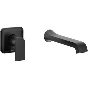 imageMoen WT901 Genta LX Single Handle Wall Mount Filler High Flow Tub Faucet with 10quot Spout Reach ChromeMatte Black