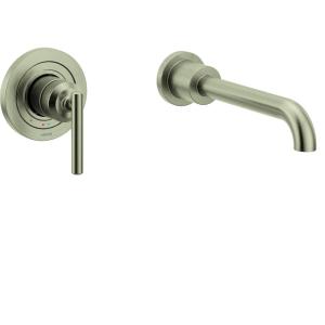 imageMoen WT961BN Gibson Single Handle Wall Mount Filler High Flow Tub Faucet with 10quot Spout Reach Brushed Nickel