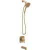 imageMoen Ronan Matte Black SingleHandle Modern Tub and Shower Faucet with Round Handheld Rain Shower Spray Head Featuring Magnetix Valve Included 82021BLBronzed Gold