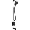 imageMoen Ronan Matte Black SingleHandle Modern Tub and Shower Faucet with Round Handheld Rain Shower Spray Head Featuring Magnetix Valve Included 82021BLMatte Black