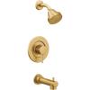 imageMoen Align Brushed Gold PosiTemp Pressure Balancing Modern Tub and Shower Trim Kit Featuring Shower Head Lever Handle and Tub Spout Valve Required T2193BG