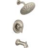 imageMoen Brantford Brushed Nickel PosiTemp Tub and Shower Trim Kit Including 8Inch Wide EcoPerformance Rain Showerhead Lever Handle and Tub Spout Valve Required T2253EPBN