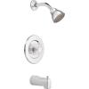 imageMoen Chrome Chateau Tub and EcoPerformance Shower Trim Featuring Showerhead Shower Knob and Tub Spout Valve Required T471EP