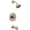 imageMoen Gibson Brushed Nickel Pressure Balancing EcoPerformance Modern Tub and Shower Trim Featuring Single Function Shower Head Shower Handle and Tub Spout PosiTemp Valve Required T2903EPBN