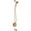 imageMoen Ronan Matte Black SingleHandle Modern Tub and Shower Faucet with Round Handheld Rain Shower Spray Head Featuring Magnetix Valve Included 82021BLBronzed Gold