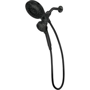 imageMoen Engage Matte Black 25 GPM Handheld Showerhead and Rain Shower 2in1 Combo Featuring Magnetic Docking System and Metal Hose 26009BL