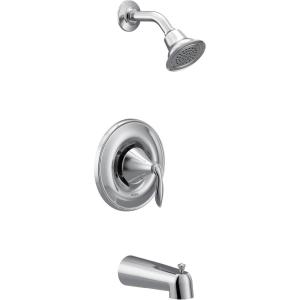 imageMoen Eva Brushed Nickel PosiTemp SingleHandle Tub and Shower Trim Kit with Shower Head Shower Arm Tub Spout and Lever Handle Valve Required T2133BNChrome