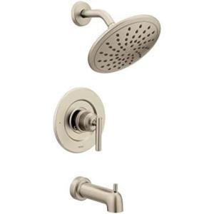 imageMoen T3003EP Gibson PosiTemp Pressure Balancing Modern Tub and Shower Trim with 8Inch Rainshower Valve Required 1 count ChromeBrushed Nickel