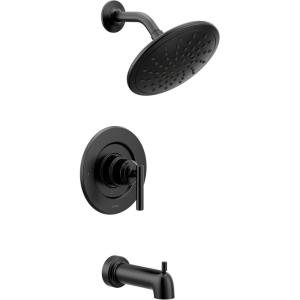 imageMoen T3003EP Gibson PosiTemp Pressure Balancing Modern Tub and Shower Trim with 8Inch Rainshower Valve Required 1 count ChromeMatte Black