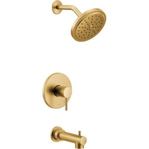imageMoen UT3293 Align MCORE 3Series 1Handle Tub and Shower Trim Kit Valve Required ChromeBrushed Gold