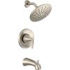 imageMoen T2843EP Glyde Tub Shower Faucet System with Rainshower Showerhead without Valve ChromeBrushed Nickel