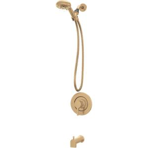 imageMoen Beric Matte Black Single Handle Modern Tub and Shower Faucet with Handshower Valve Included 82775BLBronzed Gold