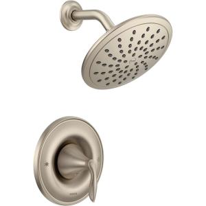 imageMoen Eva Brushed Nickel PosiTemp Shower Faucet Trim with EcoPerformance Rain Showerhead and Shower Lever Handle Valve Required T2232EPBNBrushed Nickel