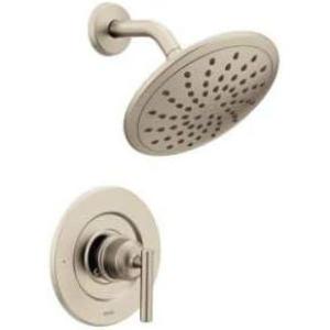 imageMoen Gibson Brushed Nickel 8Inch Wide High Pressure Modern Rainshower Shower Head Set with Lever Handle Kit for Bathtub Valve Required T3002EPBN