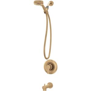 imageMoen Meena Chrome Single Handle Modern Tub and Shower Faucet with Handshower Valve Included 82618Bronzed Gold