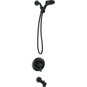 imageMoen Meena Chrome Single Handle Modern Tub and Shower Faucet with Handshower Valve Included 82618Matte Black